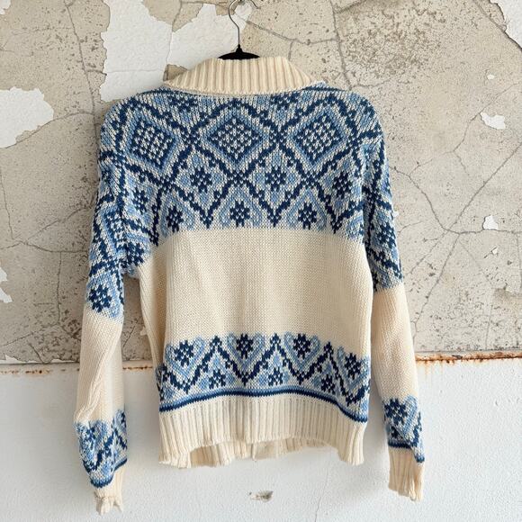 Nordic Wool Cardigan North Cape Sweater Shawl Made in Norway Fair Isle Vintage - Picture 6 of 7